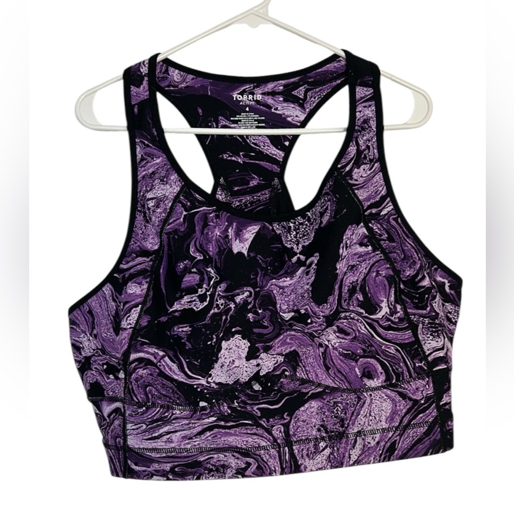 Torrid Purple & Black Marble Racerback Sports Bra